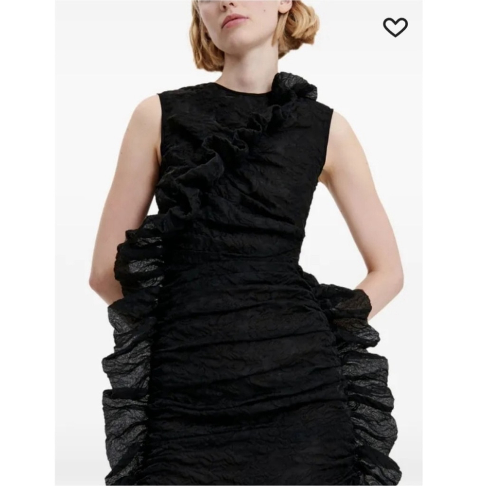 Cecilie Bahnsen Ruffled Sleeveless Dress Size 8 Black